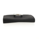 Salvatore Ferragamo Gancini Clutch Bag Satin Black Silver Auth 146102V-6