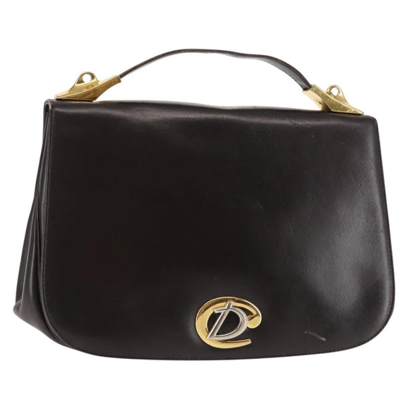 Christian Dior Hand Bag Leather Brown Gold Auth 146106
