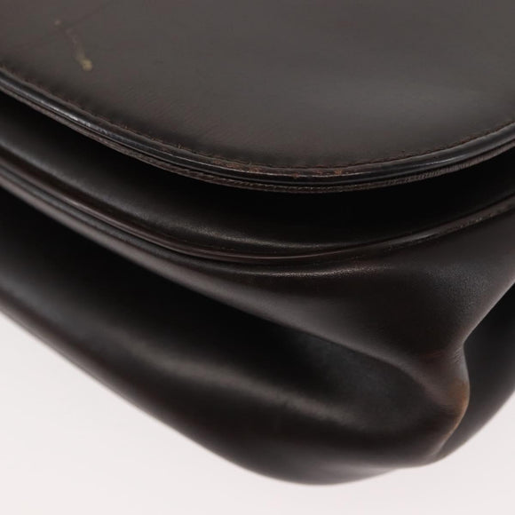 Christian Dior Hand Bag Leather Brown Gold Auth 146106