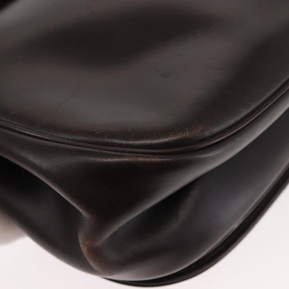 Christian Dior Hand Bag Leather Brown Gold Auth 146106