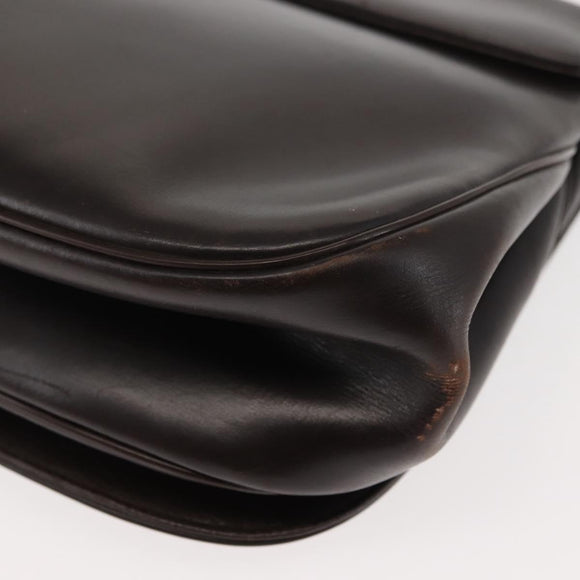 Christian Dior Hand Bag Leather Brown Gold Auth 146106