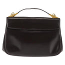 Christian Dior Hand Bag Leather Brown Gold Auth 146106-2
