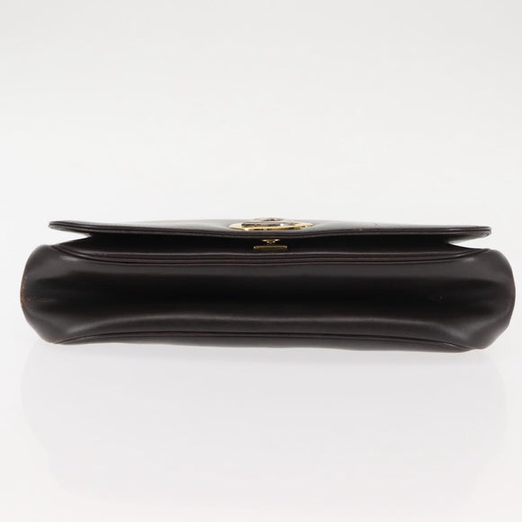 Christian Dior Hand Bag Leather Brown Gold Auth 146106