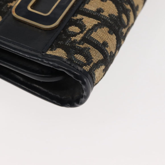 Christian Dior Trotter Canvas Shoulder Bag Navy Gold Auth 146109