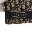 Christian Dior Trotter Canvas Shoulder Bag Navy Gold Auth 146109-15