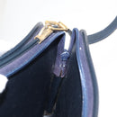 Christian Dior Trotter Canvas Shoulder Bag Navy Gold Auth 146109-18