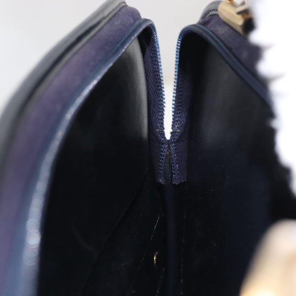 Christian Dior Trotter Canvas Shoulder Bag Navy Gold Auth 146109