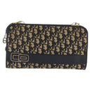 Christian Dior Trotter Canvas Shoulder Bag Navy Gold Auth 146109-2