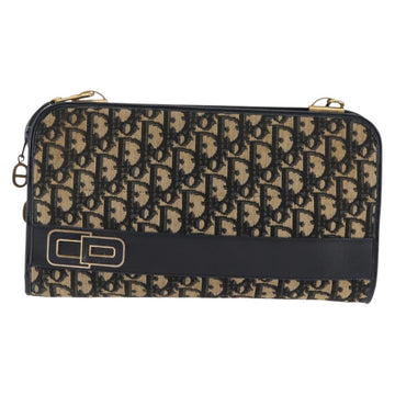 Christian Dior Trotter Canvas Shoulder Bag Navy Gold Auth 146109 - 0