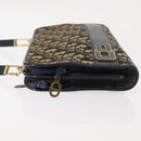 Christian Dior Trotter Canvas Shoulder Bag Navy Gold Auth 146109-5