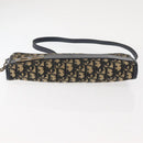 Christian Dior Trotter Canvas Shoulder Bag Navy Gold Auth 146109-9
