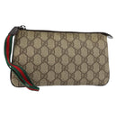 GUCCI GG Supreme Web Sherry Line Bag PVC Beige Silver 190553 0959 Auth 146121-1