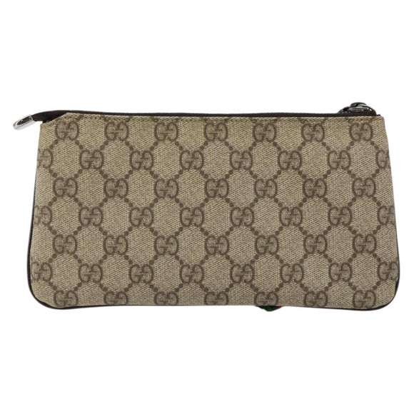 GUCCI GG Supreme Web Sherry Line Bag PVC Beige Silver 190553 0959 Auth 146121