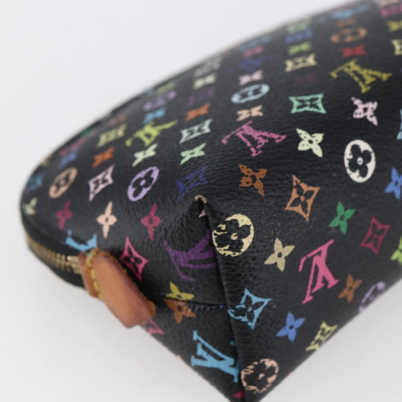 LOUIS VUITTON Multicolor Pochette Cosmetic Pouch Black M47355 LV Auth 146125