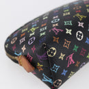 LOUIS VUITTON Multicolor Pochette Cosmetic Pouch Black M47355 LV Auth 146125A-16