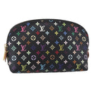 LOUIS VUITTON Multicolor Pochette Cosmetic Pouch Black M47355 LV Auth 146125A-1