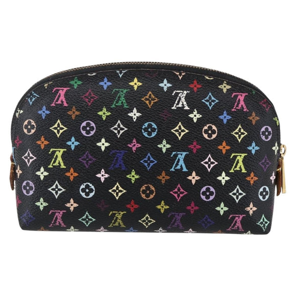 LOUIS VUITTON Multicolor Pochette Cosmetic Pouch Black M47355 LV Auth 146125
