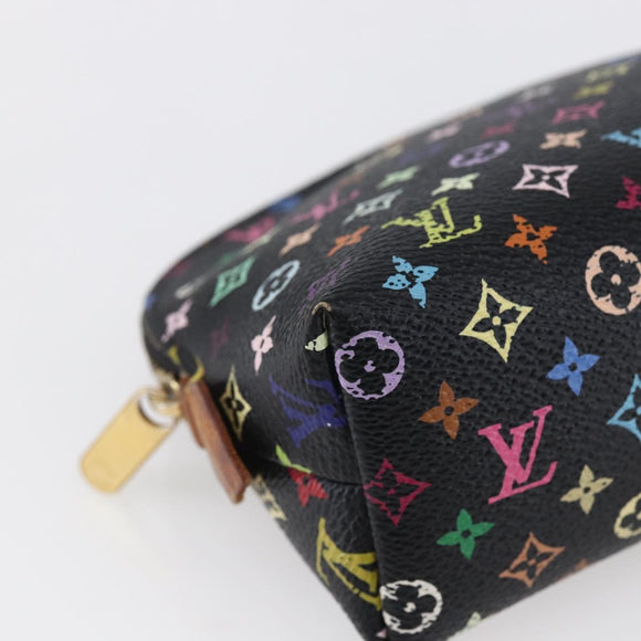 LOUIS VUITTON Multicolor Pochette Cosmetic Pouch Black M47355 LV Auth 146125