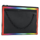 LOUIS VUITTON taiga rainbow Chain Pochette A4 Bag Black M30347 LV Auth 146128-1