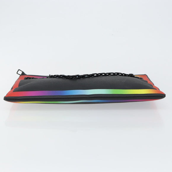 LOUIS VUITTON taiga rainbow Chain Pochette A4 Bag Black M30347 LV Auth 146128