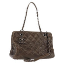 CHANEL Matelasse Chain Shoulder Bag Caviar Skin Brown CC Auth 146129-1