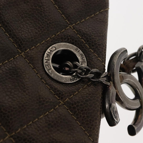 CHANEL Matelasse Chain Shoulder Bag Caviar Skin Brown CC Auth 146129