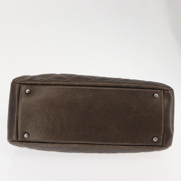 CHANEL Matelasse Chain Shoulder Bag Caviar Skin Brown CC Auth 146129