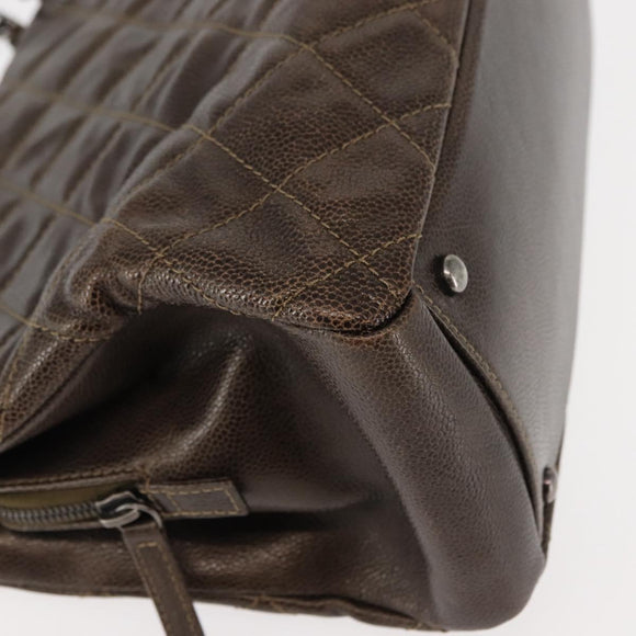 CHANEL Matelasse Chain Shoulder Bag Caviar Skin Brown CC Auth 146129