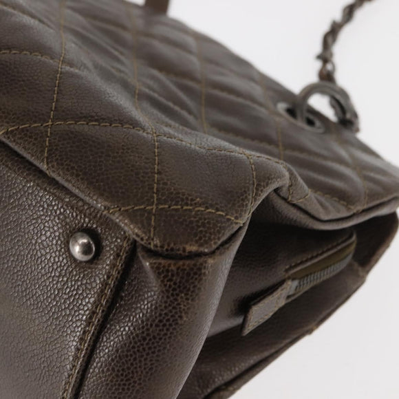CHANEL Matelasse Chain Shoulder Bag Caviar Skin Brown CC Auth 146129