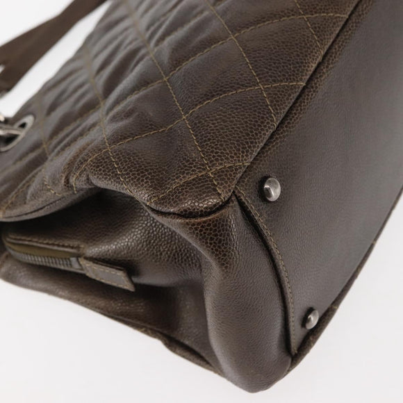 CHANEL Matelasse Chain Shoulder Bag Caviar Skin Brown CC Auth 146129