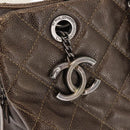 CHANEL Matelasse Chain Shoulder Bag Caviar Skin Brown CC Auth 146129-17