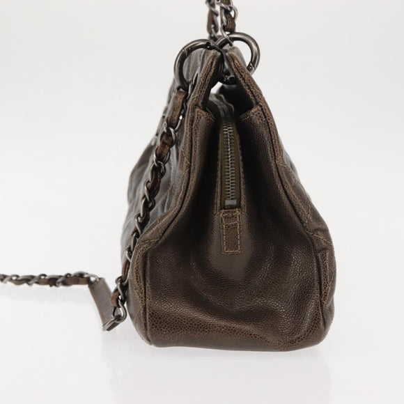 CHANEL Matelasse Chain Shoulder Bag Caviar Skin Brown CC Auth 146129