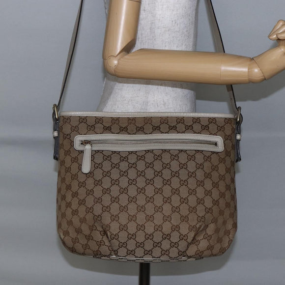 GUCCI GG Canvas Shoulder Bag outlet Beige Auth 146141