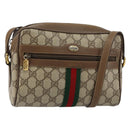 GUCCI GG Canvas Web Sherry Line Shoulder Bag PVC Leather Beige Red Auth 146142-1