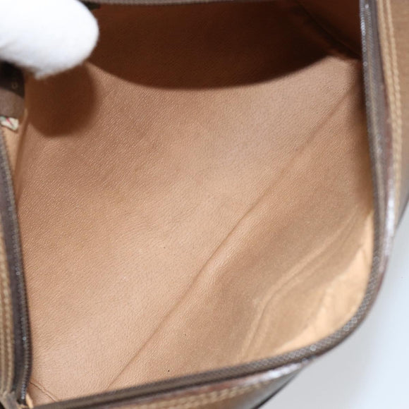 GUCCI GG Canvas Web Sherry Line Shoulder Bag PVC Leather Beige Red Auth 146142