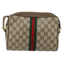GUCCI GG Canvas Web Sherry Line Shoulder Bag PVC Leather Beige Red Auth 146142-3