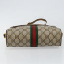 GUCCI GG Canvas Web Sherry Line Shoulder Bag PVC Leather Beige Red Auth 146142-9