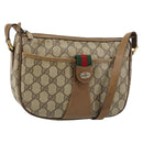 GUCCI GG Canvas Web Sherry Line Shoulder Bag PVC Leather Beige Red Auth 146143-1