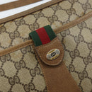 GUCCI GG Canvas Web Sherry Line Shoulder Bag PVC Leather Beige Red Auth 146143-15