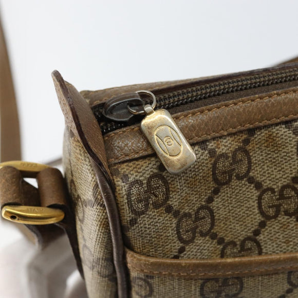 GUCCI GG Canvas Web Sherry Line Shoulder Bag PVC Leather Beige Red Auth 146143