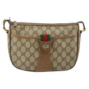 GUCCI GG Canvas Web Sherry Line Shoulder Bag PVC Leather Beige Red Auth 146143-2