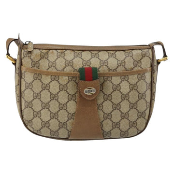 GUCCI GG Canvas Web Sherry Line Shoulder Bag PVC Leather Beige Red Auth 146143 - 0