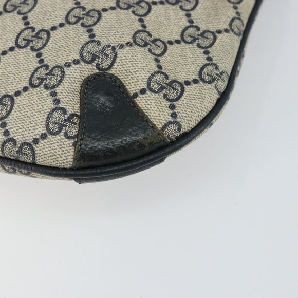 GUCCI GG Canvas Sherry Line Shoulder Bag PVC Leather Navy Red Auth 146144