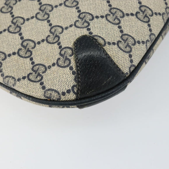 GUCCI GG Canvas Sherry Line Shoulder Bag PVC Leather Navy Red Auth 146144