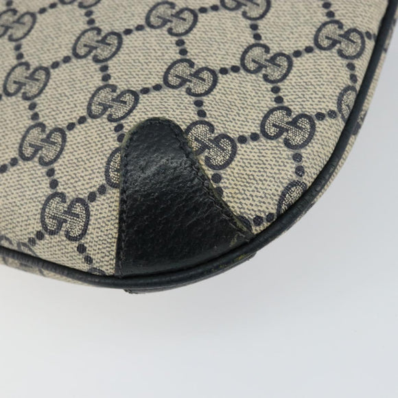 GUCCI GG Canvas Sherry Line Shoulder Bag PVC Leather Navy Red Auth 146144