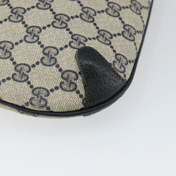 GUCCI GG Canvas Sherry Line Shoulder Bag PVC Leather Navy Red Auth 146144