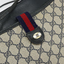 GUCCI GG Canvas Sherry Line Shoulder Bag PVC Leather Navy Red Auth 146144-18