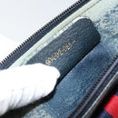 GUCCI GG Canvas Sherry Line Shoulder Bag PVC Leather Navy Red Auth 146144-12