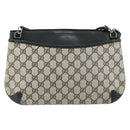 GUCCI GG Canvas Sherry Line Shoulder Bag PVC Leather Navy Red Auth 146144-2