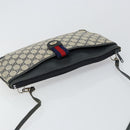 GUCCI GG Canvas Sherry Line Shoulder Bag PVC Leather Navy Red Auth 146144-6